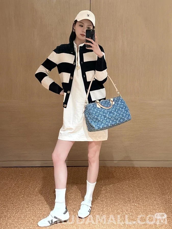 루이비통 루이비통 모노그램 컷아웃 스트라이프 니트 가디건 상세 이미지