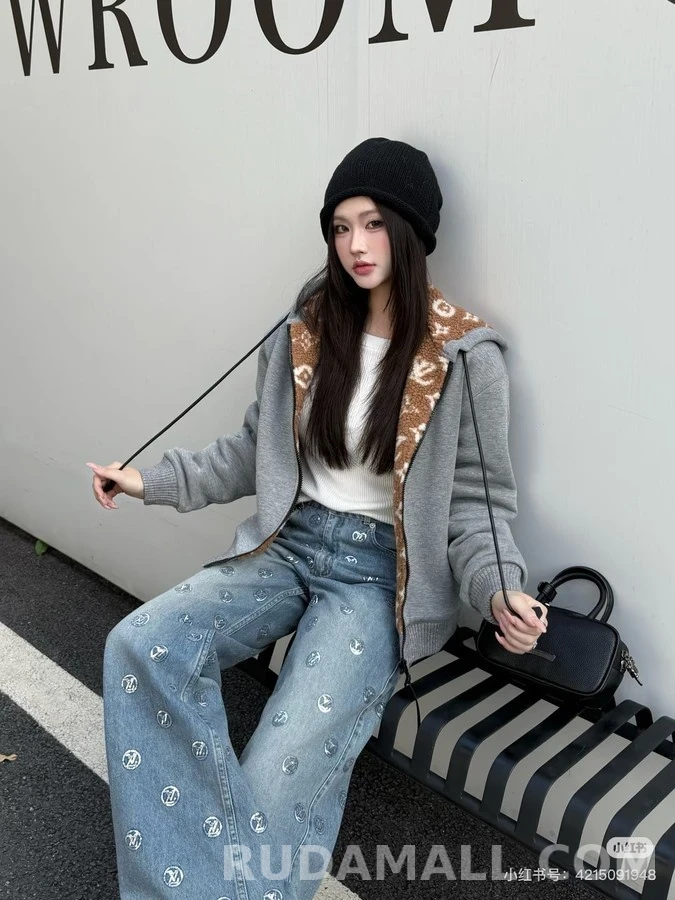 루이비통 루이비통 모노그램 플라워 자수 와이드 데님 팬츠 상세 이미지