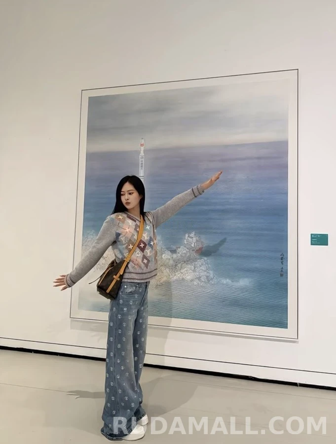 루이비통 루이비통 모노그램 플라워 자수 와이드 데님 팬츠 상세 이미지