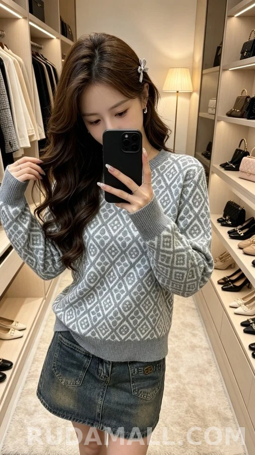 루이비통 루이비통 모노그램 플라워 자카드 니트 상세 이미지
