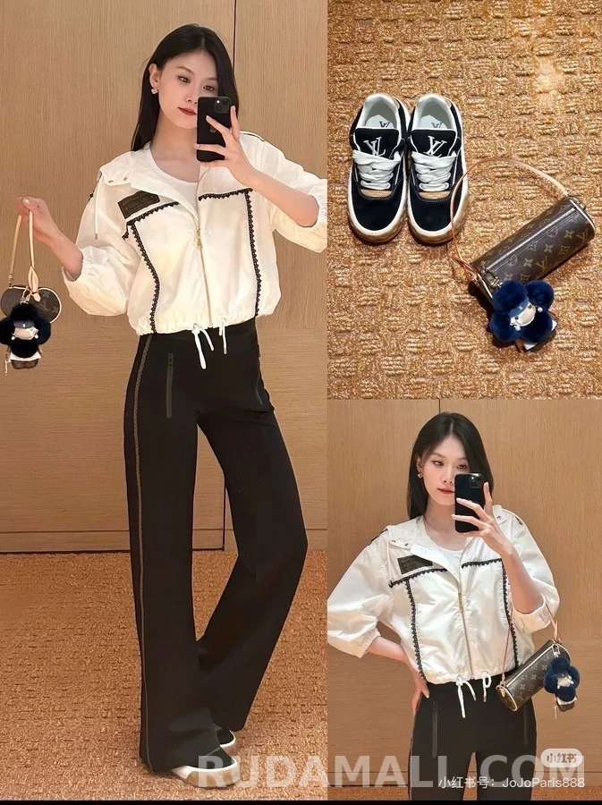 루이비통 루이비통 배색 파이핑 반팔 자켓 상세 이미지
