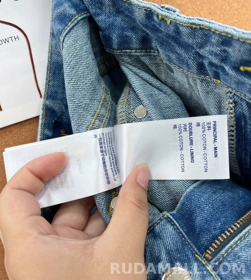 루이비통 루이비통 스팽글 로고 와이드 데님 팬츠 상세 이미지
