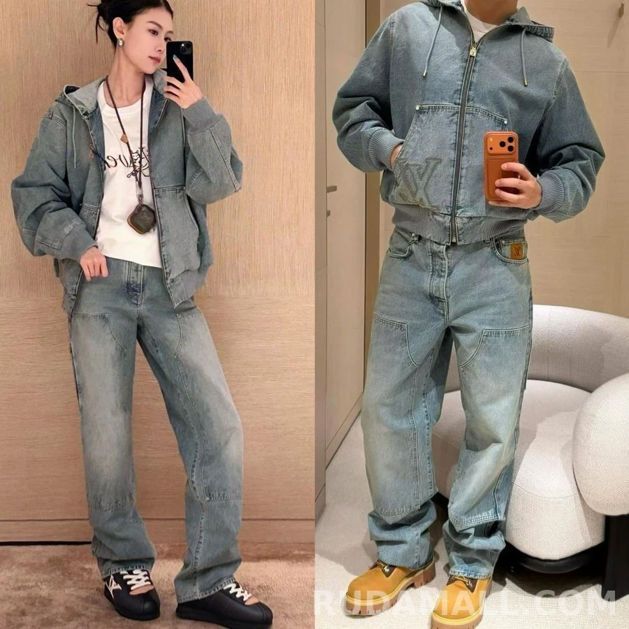 루이비통 루이비통 신상 스티치 로고 후드 데님 재킷 상세 이미지
