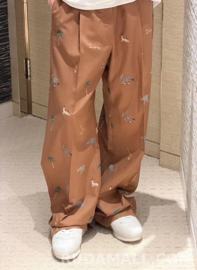 루이비통 루이비통 애니멀 패턴 드로스트링 팬츠 상세 이미지