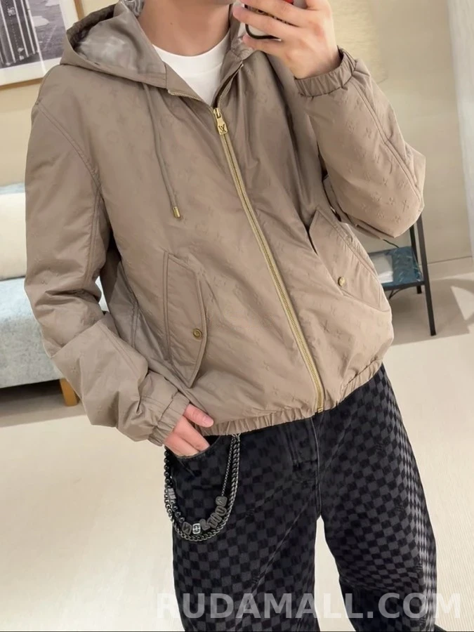 루이비통 루이비통 연결 패턴 후드 패딩 상세 이미지