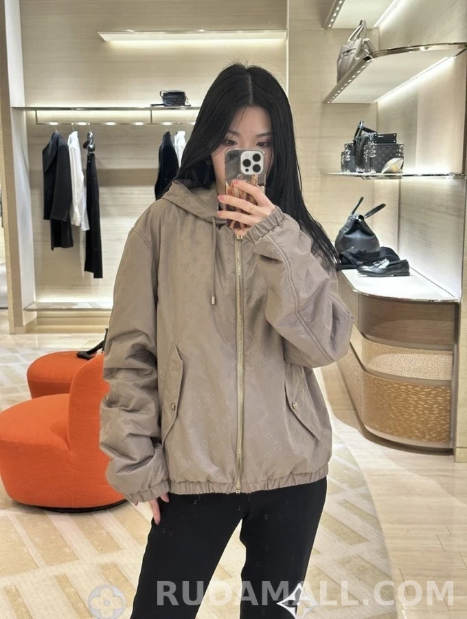 루이비통 루이비통 연결 패턴 후드 패딩 상세 이미지