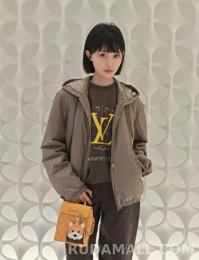 루이비통 루이비통 연결 패턴 후드 패딩 상세 이미지