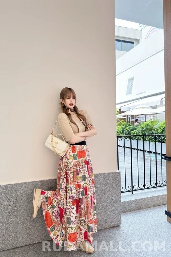루이비통 루이비통 오브제 프린트 밴딩 스커트 상세 이미지