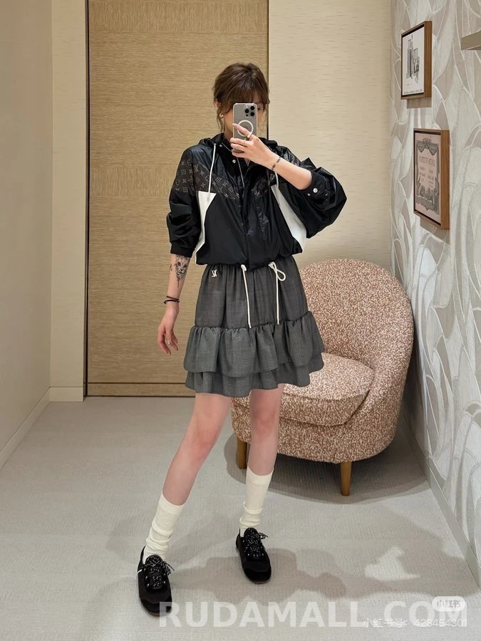 루이비통 루이비통 자수 러플 스커트 상세 이미지