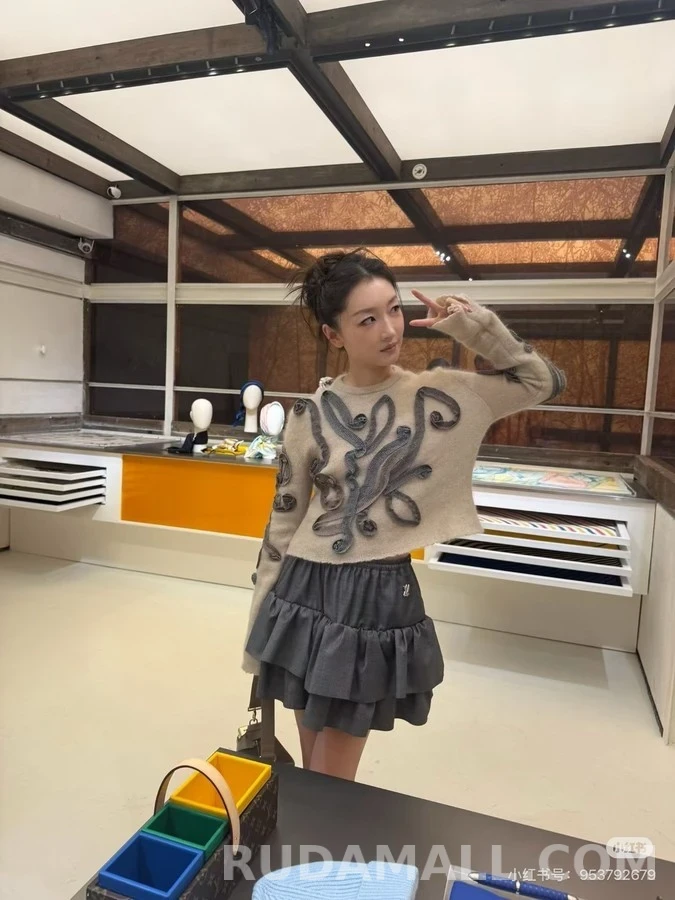 루이비통 루이비통 자수 러플 스커트 상세 이미지