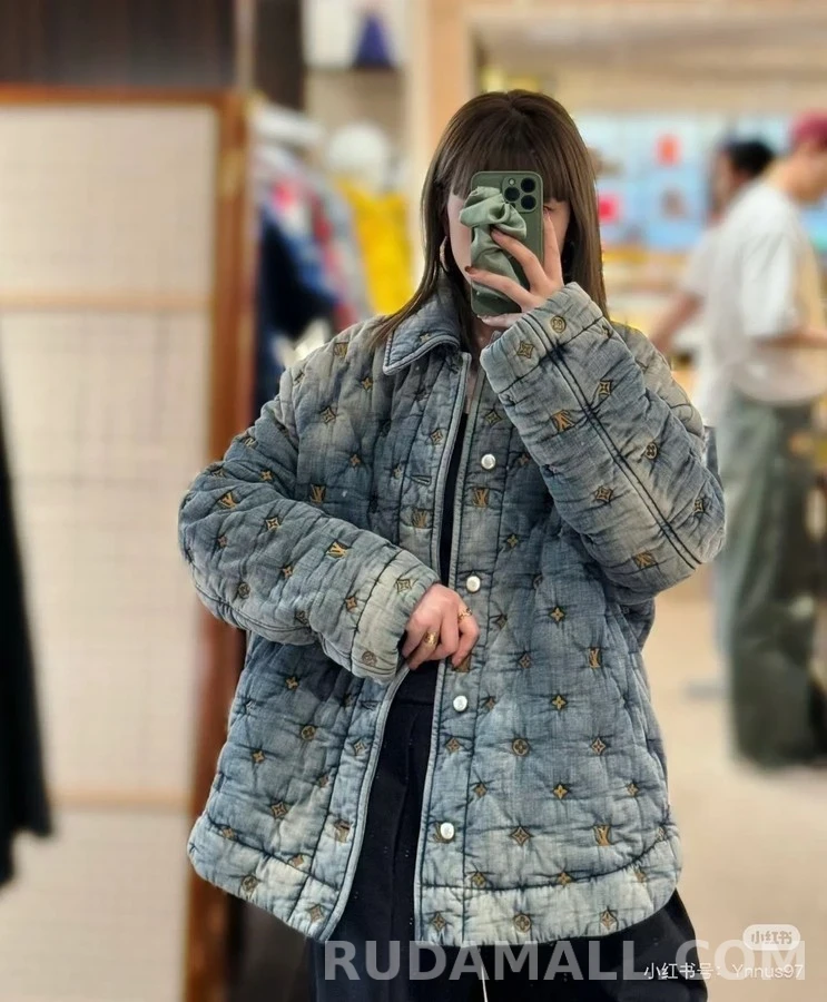 루이비통 루이비통 자수 워싱 데님 패딩 상세 이미지
