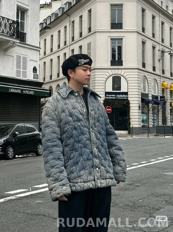 루이비통 루이비통 자수 워싱 데님 패딩 상세 이미지