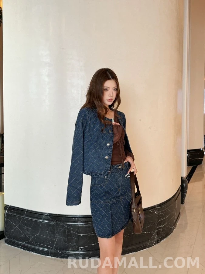 루이비통 루이비통 퀼팅 데님 스커트 상세 이미지