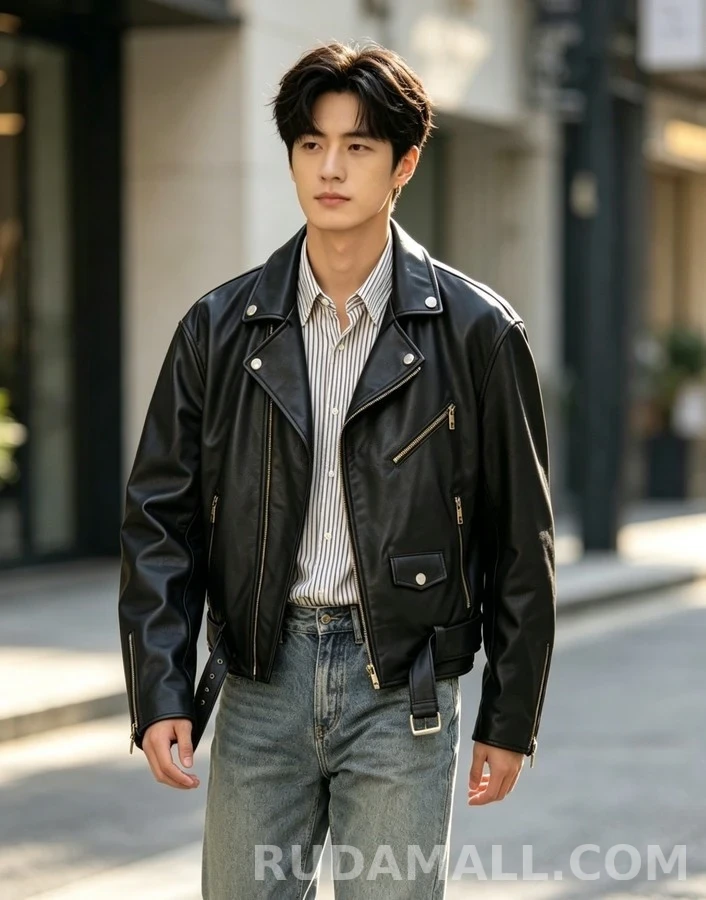 루이비통 루이비통 클래식 가죽 바이커 자켓 상세 이미지