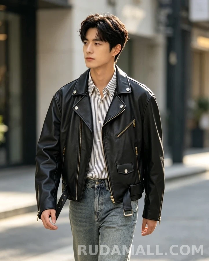 루이비통 루이비통 클래식 가죽 바이커 자켓 상세 이미지