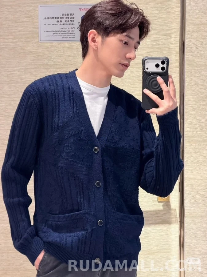 루이비통 루이비통 텍스처 패턴 V넥 가디건 상세 이미지