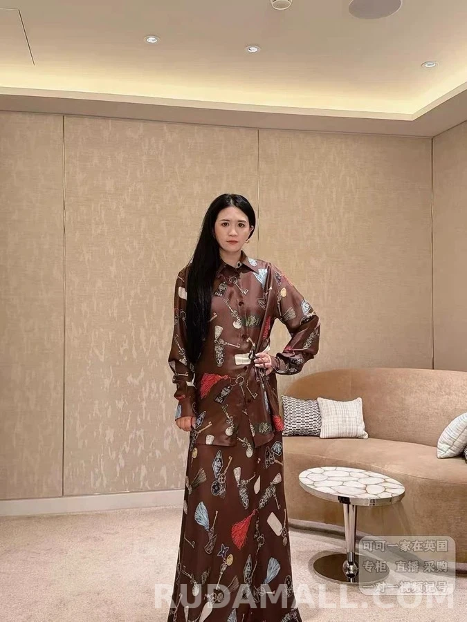 루이비통 루이비통 파이트 모드 키 패턴 롱 스커트 상세 이미지