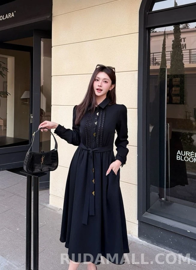 루이비통 루이비통 프릴 금장 롱 원피스 상세 이미지