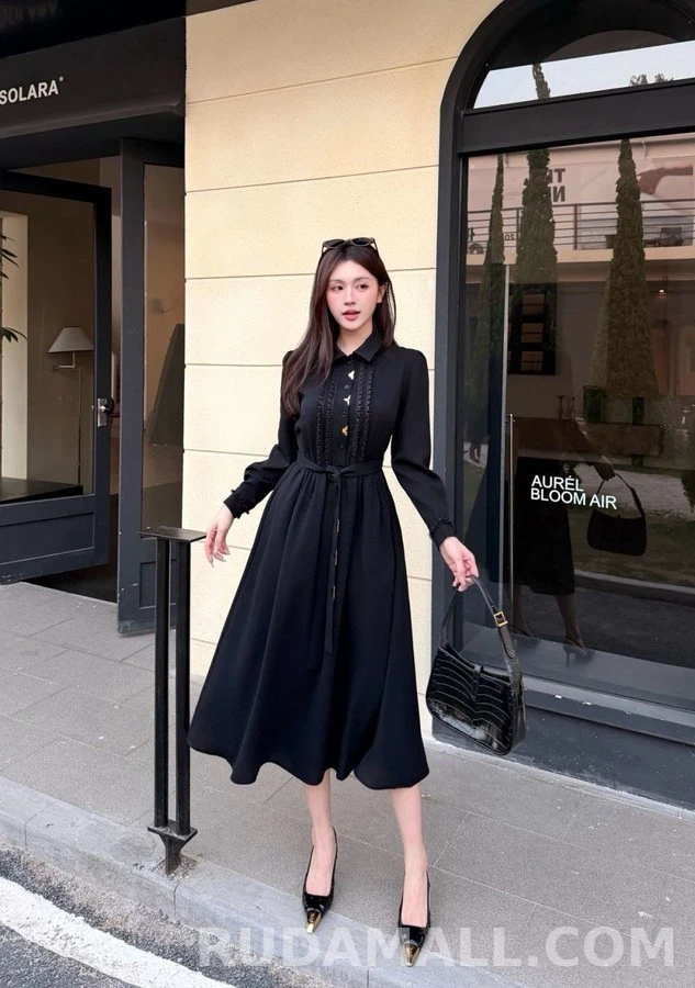 루이비통 루이비통 프릴 금장 롱 원피스 상세 이미지