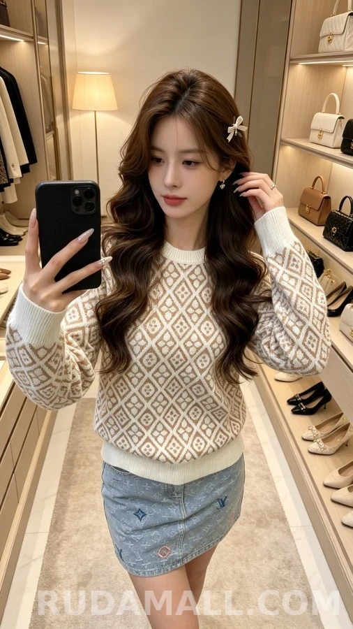 루이비통 루이비통 플라워 다이아몬드 자카드 니트 상세 이미지