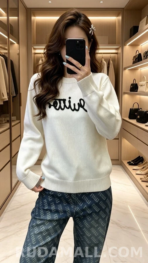 루이비통 루이비통 필기체 로고 니트 스웨터 상세 이미지
