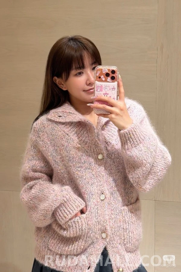 루이비통 루이비통 핑크 컬러 스티치 니트 가디건 상세 이미지