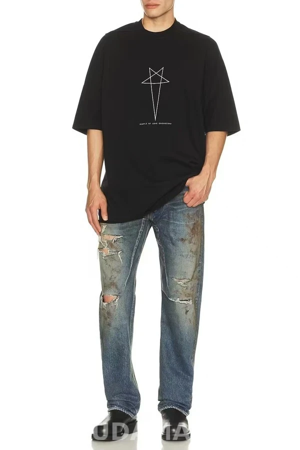 릭 오웬스 릭오웬스 워싱 흙먼지 디스트로이드 데님 팬츠 상세 이미지