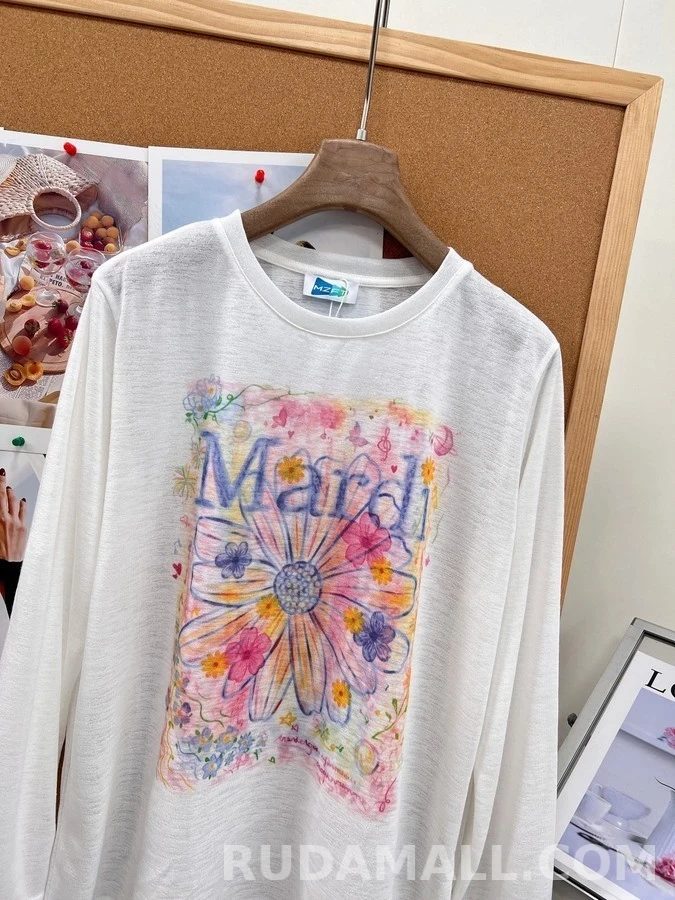 마르니 마르니 수채화 데이지 긴팔 티셔츠 상세 이미지