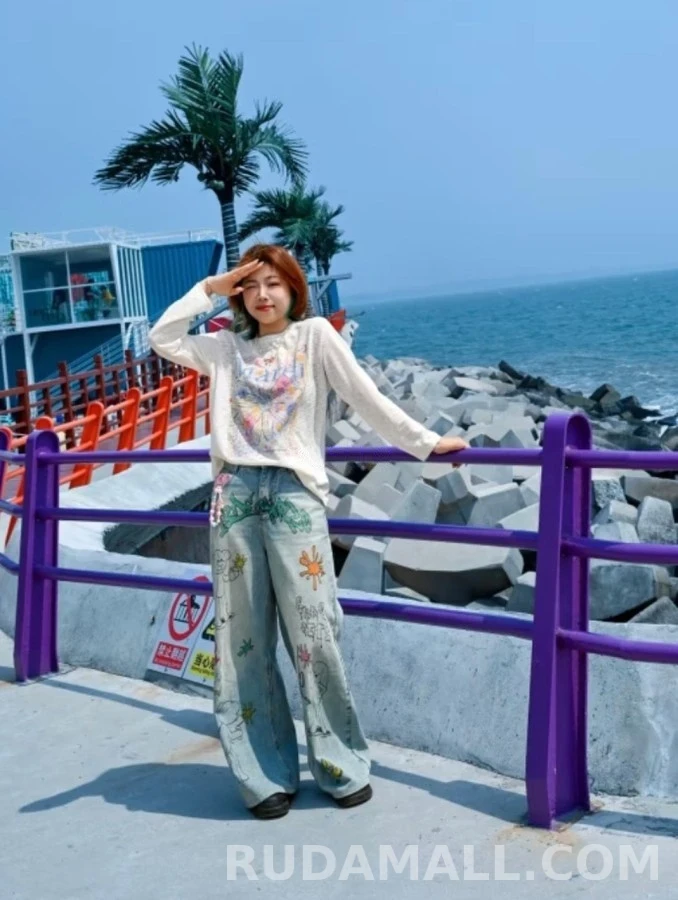 마르니 마르니 수채화 데이지 긴팔 티셔츠 상세 이미지
