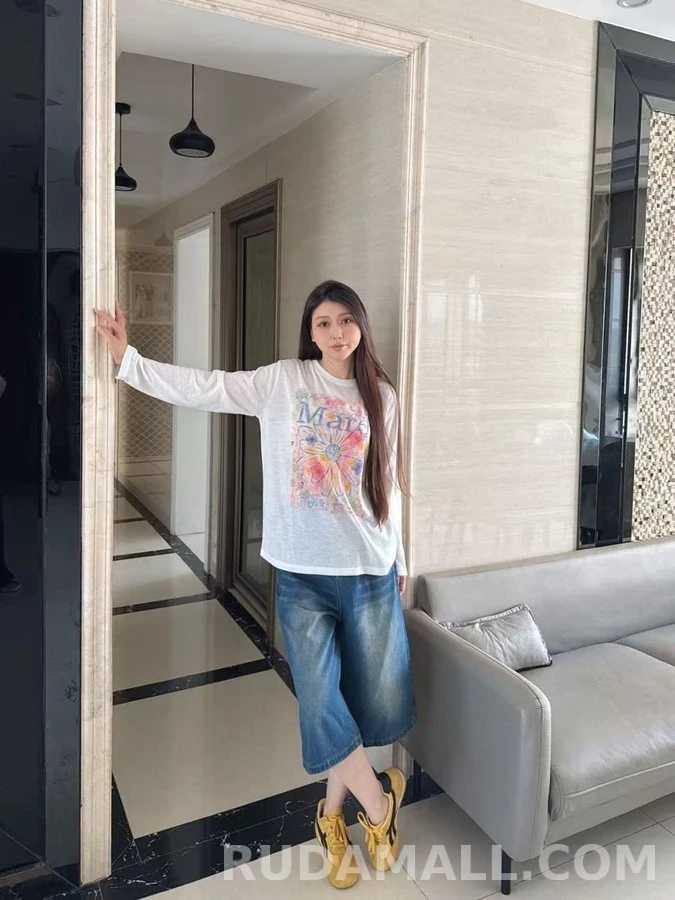 마르니 마르니 수채화 데이지 긴팔 티셔츠 상세 이미지