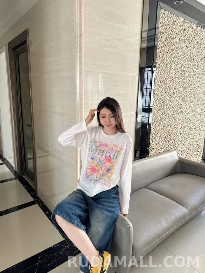 마르니 마르니 수채화 데이지 긴팔 티셔츠 상세 이미지