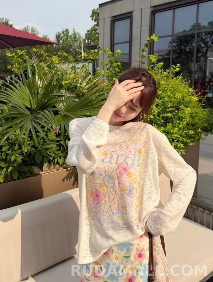 마르니 마르니 수채화 데이지 긴팔 티셔츠 상세 이미지