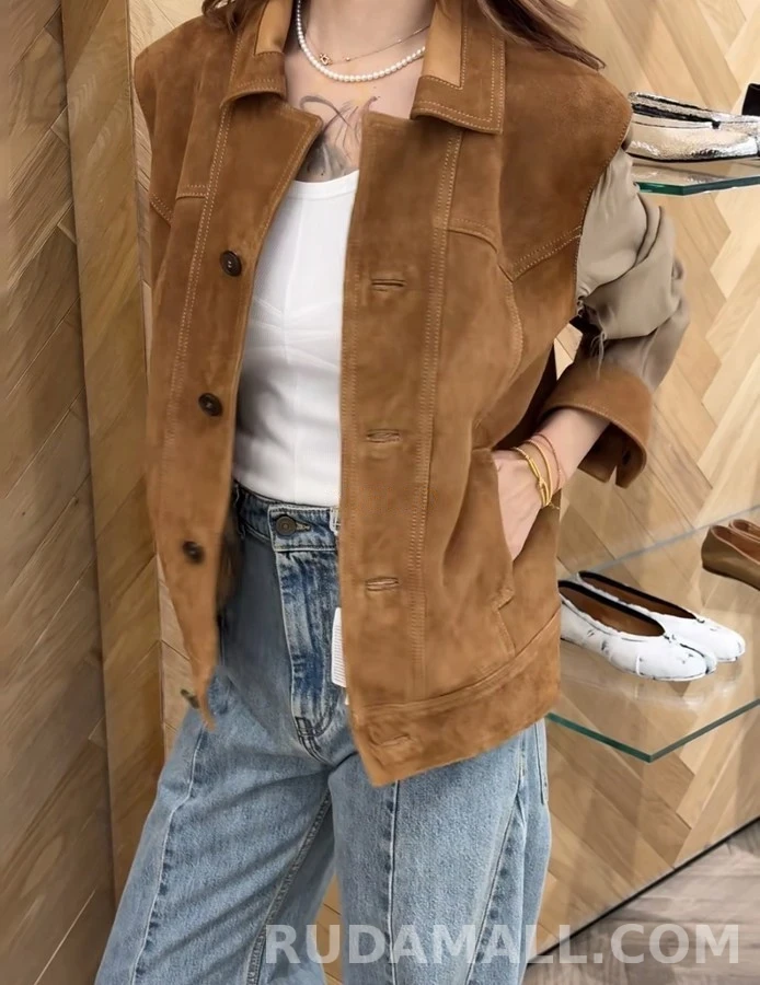 메종 마르지엘라 메종마르지엘라 레트로 스웨이드 배색 자켓 상세 이미지