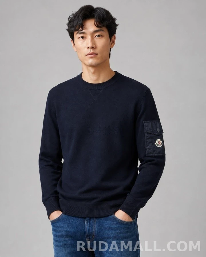 몽클레어 몽클레어 소매 포켓 로고 라운드넥 니트 상세 이미지