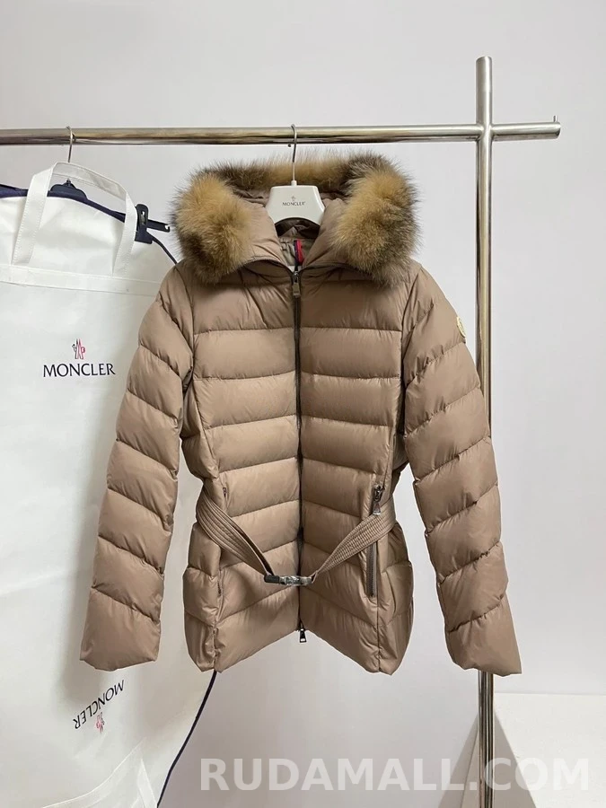 몽클레어 몽클레어 여성 큐피돈 풍성한 빅 퍼 후드 날씬핏 벨트 패딩 상세 이미지