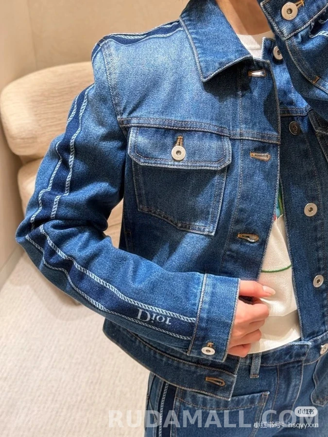 디올 디올 컬러블록 레터링 데님 자켓 상세 이미지