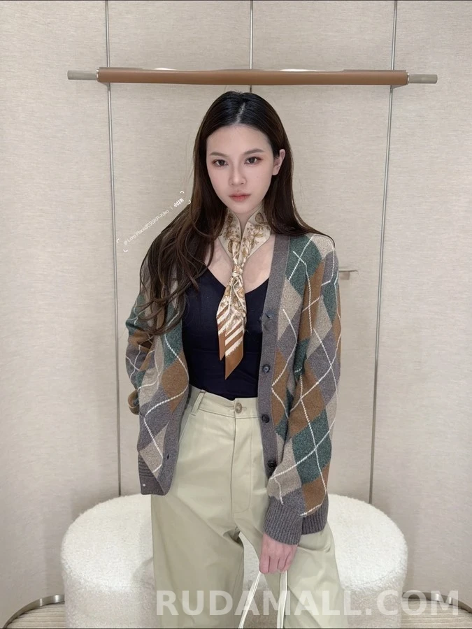 로로피아나 로로피아나 아가일 패턴 가디건 상세 이미지