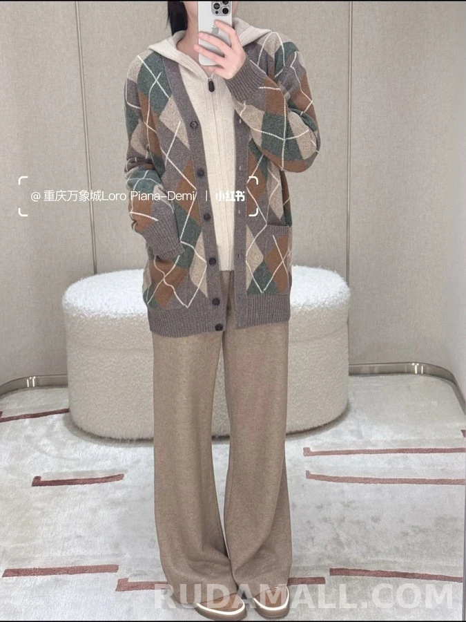 로로피아나 로로피아나 아가일 패턴 가디건 상세 이미지