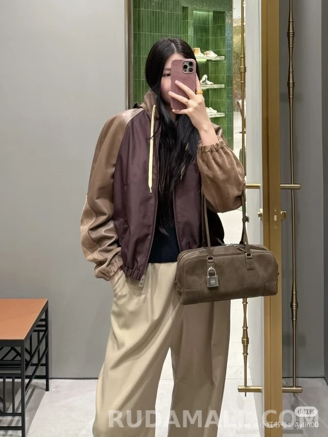 로에베 로에베 로고 가죽 패치워크 후드 집업 상세 이미지
