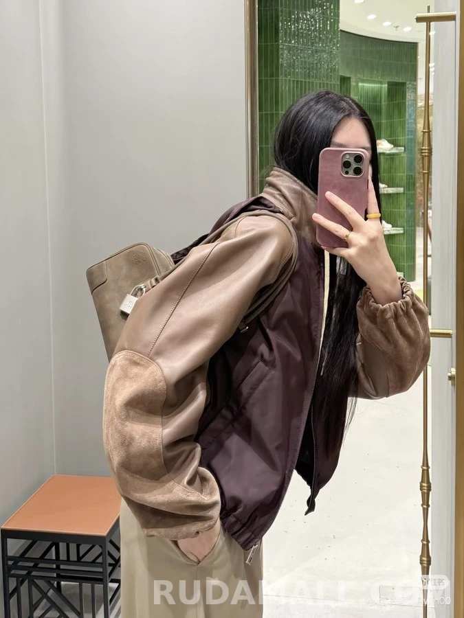 로에베 로에베 로고 가죽 패치워크 후드 집업 상세 이미지