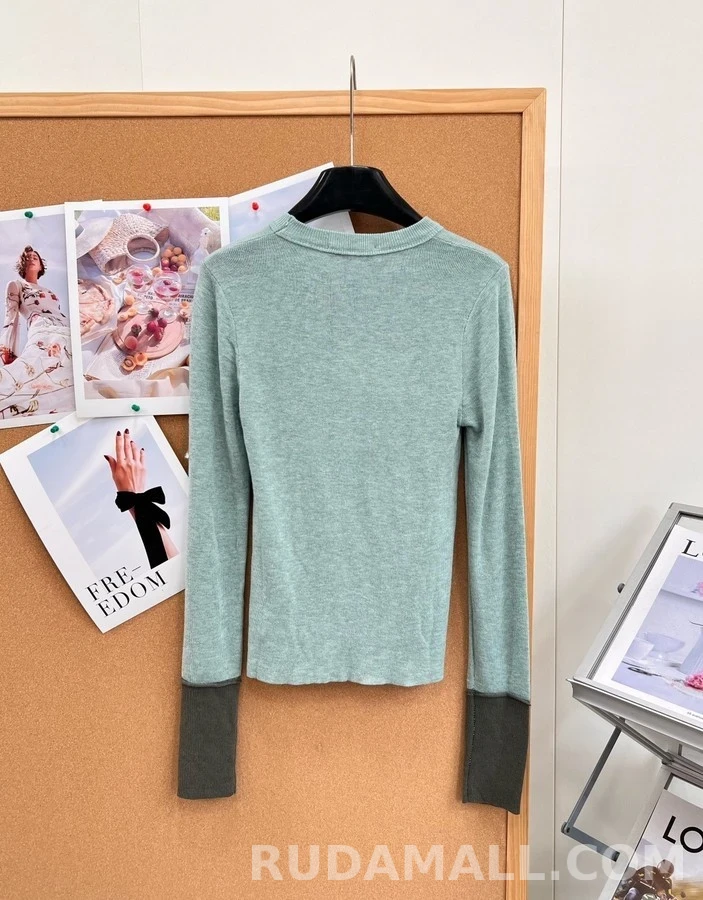 로에베 로에베 컬러블록 아나그램 자수 긴팔 티셔츠 상세 이미지