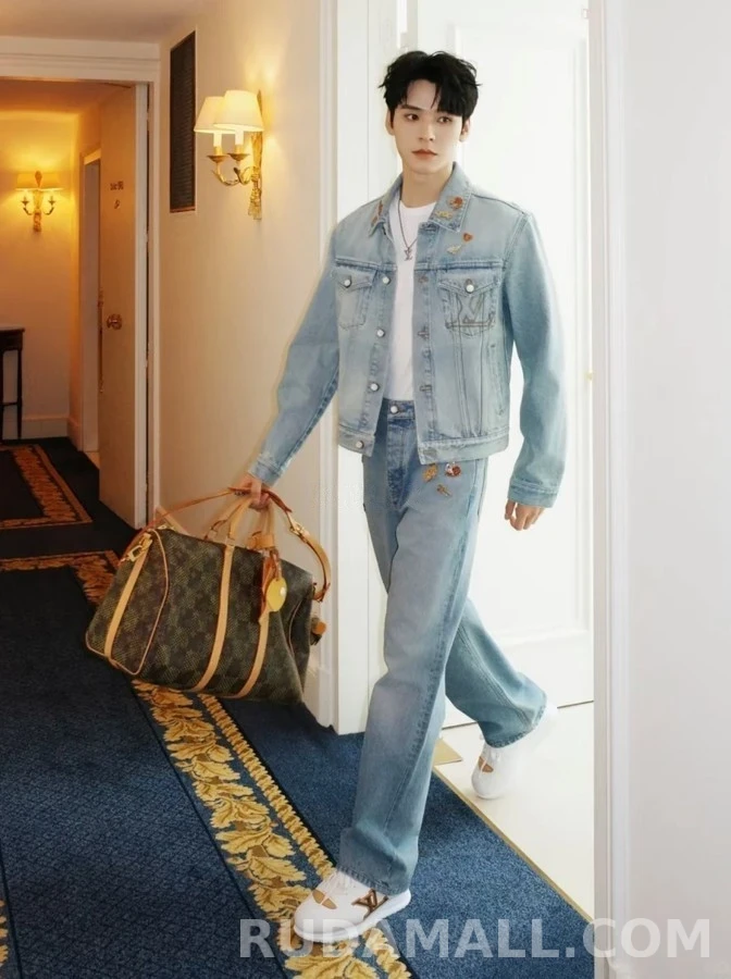 루이비통 루이비통 로고 자수 스터드 데님 트러커 재킷 상세 이미지