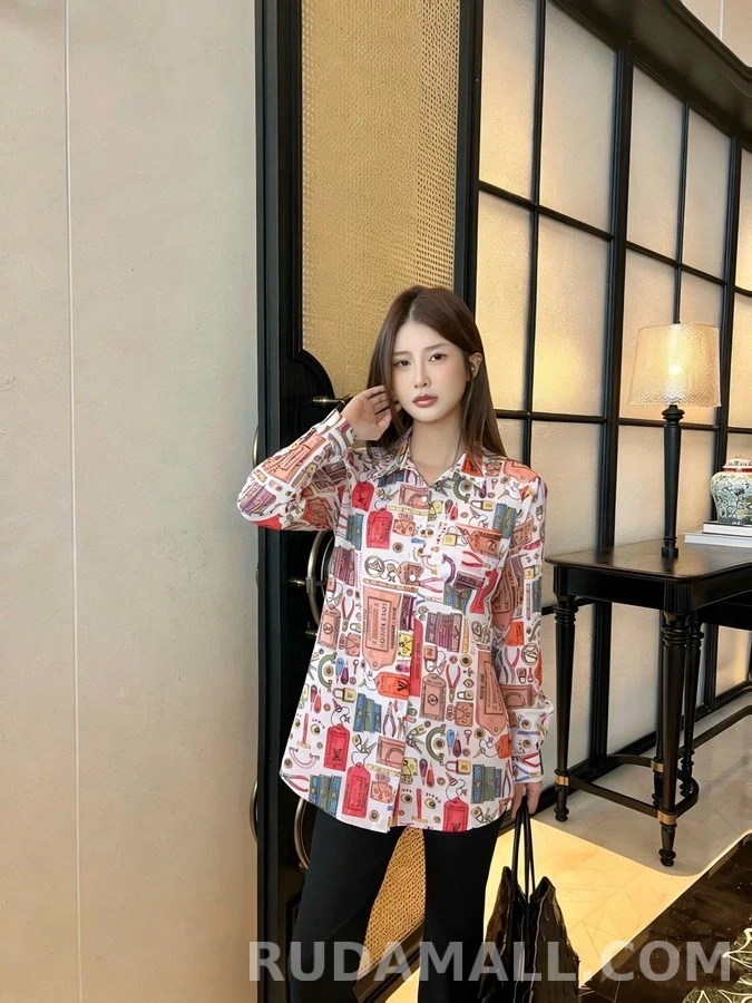 루이비통 루이비통 멀티컬러 아이템 프린트 셔츠 상세 이미지