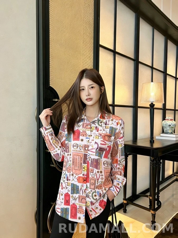 루이비통 루이비통 멀티컬러 아이템 프린트 셔츠 상세 이미지