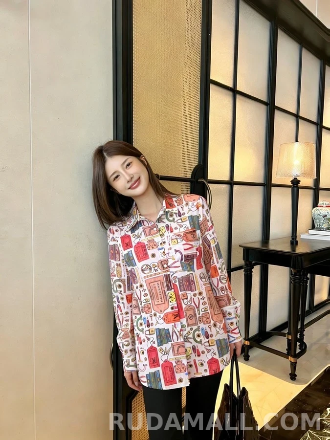 루이비통 루이비통 멀티컬러 아이템 프린트 셔츠 상세 이미지