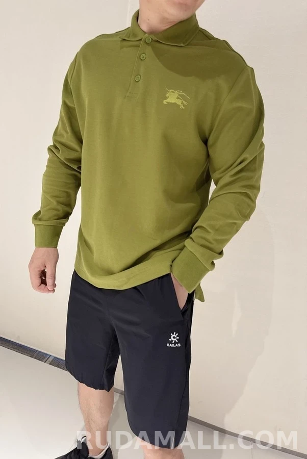 버버리 버버리 기사 로고 긴팔 폴로 티셔츠 상세 이미지