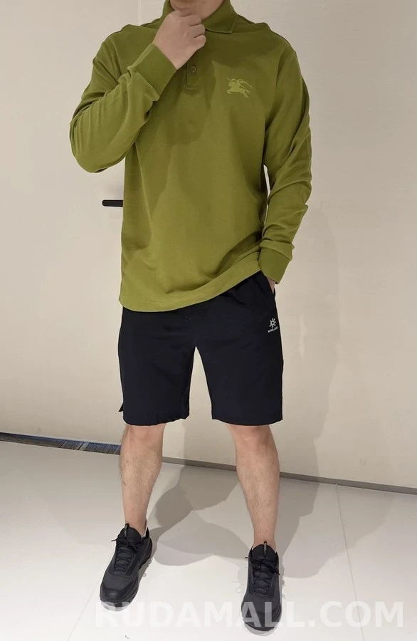 버버리 버버리 기사 로고 긴팔 폴로 티셔츠 상세 이미지