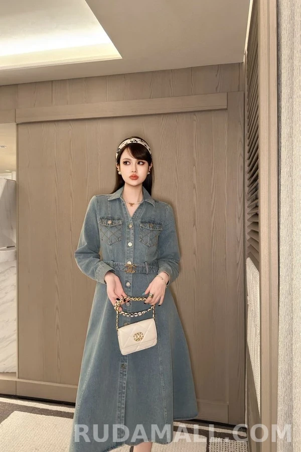 샤넬 샤넬 데님 퀼팅 포켓 벨트 원피스 상세 이미지