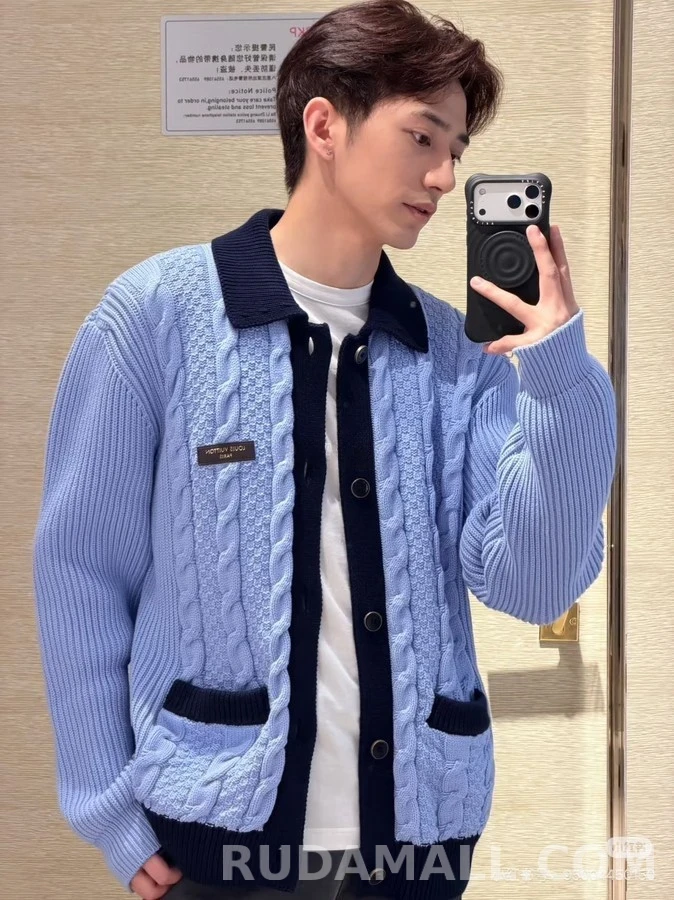 루이비통 루이비통 배색 꽈배기 가디건 상세 이미지