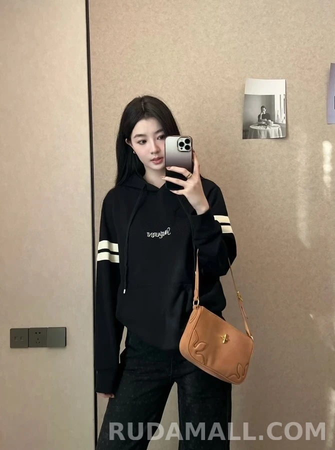 생로랑 세인트로랑 스트라이프 자수 후드티 상세 이미지